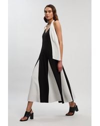Karen Millen - Soft Tailored Colour Block Detail Halter Neck Maxi Dress - Lyst