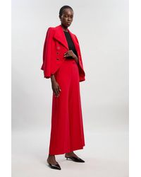 Karen Millen - Compact Stretch Tipped Wide Leg Tailored Trouser - Lyst