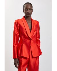 Karen Millen - Satin Twill Single Breasted Blazer - Lyst