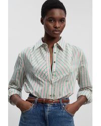 Karen Millen - Poplin Stripe Bib Woven Shirt - Lyst
