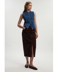 Karen Millen - Stretch Cord Midi Pencil Skirt - Lyst