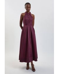 Karen Millen - Organza Collared Maxi Dress - Lyst
