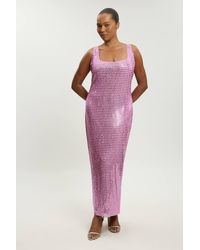Karen Millen - Whitley Neill Plus Size Premium Crystal Embellished Midi Dress - Lyst