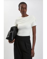 Karen Millen - Viscose Jersey Wrap Overlay Top - Lyst