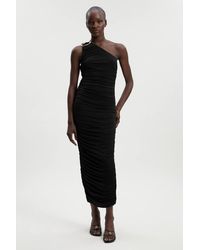 Karen Millen - One Shoulder Drapey Crepe Trim Detail Ruched Maxi Dress - Lyst