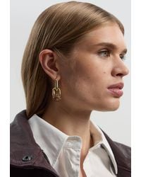 Karen Millen - Chain Link Diamante Detail Drop Earrings - Lyst