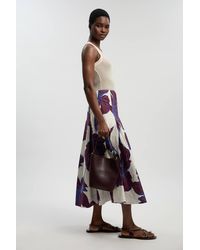 Karen Millen - Graphic Cotton Sateen Woven Skirt - Lyst