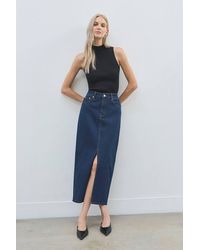 Karen Millen - Petite Forever Denim 5 Pocket Midi Pencil Skirt - Lyst