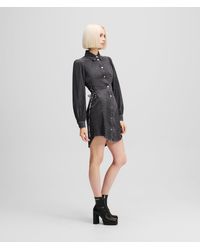 Karl Lagerfeld - Tied Waist Denim Shirt Dress - Lyst