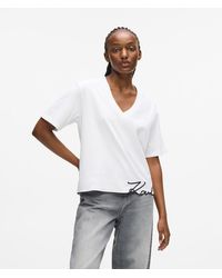 KARL LAGERFELD - Signature Hem V-Neck T-Shirt - Lyst