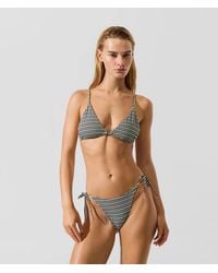 KARL LAGERFELD - Ikon Gingham Bikini Top, Multicoloured - Lyst