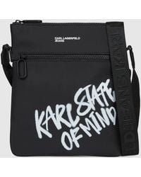 KL Jeans - Sac À Bandoulière Plat En Tissu Enduit Avec Citation Karl, Homme, Taille - Lyst