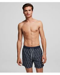New Karl Lagerfeld Blue Vertical Broadshort Beachware Swim Shorts Mens XL