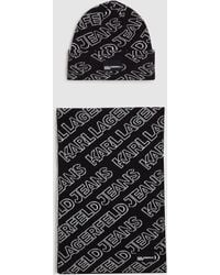 KL Jeans - Geschenkset Aus Schal Und Mütze Mit Logo, Damen, Größe - Lyst