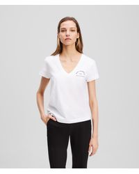 Karl Lagerfeld - Rue St-Guillaume T-Shirt Mit V-Ausschnitt, Frau, Größe - Lyst