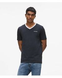 KARL LAGERFELD - Contrast V-Neck T-Shirt - Lyst