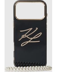 KARL LAGERFELD - Autograph Faux-Pearl Strap Iphone 17 Pro Max Case - Lyst