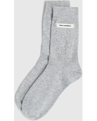KARL LAGERFELD - Rhinestone Logo Socks - Lyst