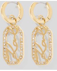 Karl Lagerfeld - Signature Pavé-Tropfen-Ohrringe, Damen, Größe - Lyst