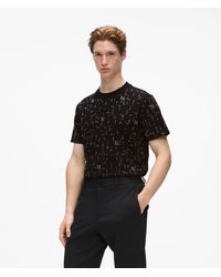 KARL LAGERFELD - Monogram Rhinestone T-Shirt - Lyst
