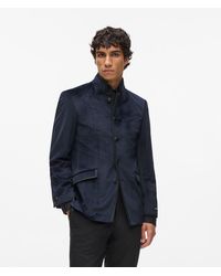 KARL LAGERFELD - Velvet High-Stand Collar Jacket - Lyst
