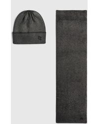 KARL LAGERFELD - Ikon Metalic Beanie And Scarf Gift Set - Lyst