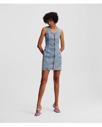 Karl Lagerfeld - Jeanskleid Mit V-Ausschnitt, Frau, Größe - Lyst