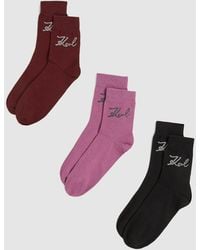 KARL LAGERFELD - Signature Socks – 3-Pack, Multicoloured - Lyst