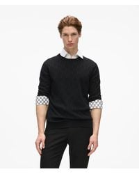 KARL LAGERFELD - Monogram Textured Crew Neck Sweater - Lyst
