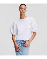 Karl Lagerfeld - Broderie Anglaise T-shirt - Lyst