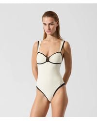 KARL LAGERFELD - Signature Piped Swimsuit - Lyst