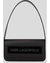 Karl Lagerfeld - Ikon K Suede Flap Shoulder Bag - Lyst