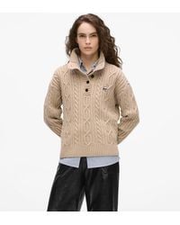 KARL LAGERFELD - Ikon Cable Knit Polo Sweater - Lyst