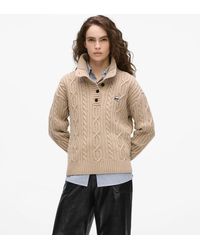 KARL LAGERFELD - Ikon Cable Knit Polo Sweater - Lyst