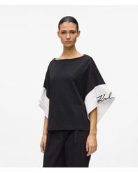 KARL LAGERFELD - Signature Wide Sleeve Top - Lyst