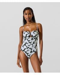KARL LAGERFELD - Fan Print Swimsuit, Multicoloured - Lyst