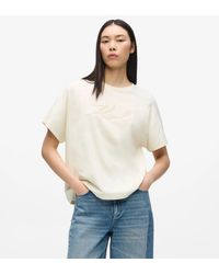 KARL LAGERFELD - Signature T-Shirt Mit Seilapplikation, Damen, Größe - Lyst
