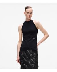 KARL LAGERFELD - Rhinestone Halter-Neck Top - Lyst