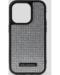 Karl Lagerfeld - Coque Logo Avec Strass Pour Iphone 16 Pro Max, Femme, Taille - Lyst
