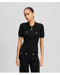Karl Lagerfeld - Poloshirt Mit Knopfdetail, Frau, Größe - Lyst