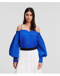 Karl Lagerfeld - Broderie Anglaise Off-shoulder Shirt - Lyst