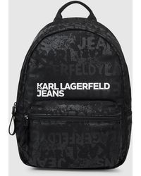 KL Jeans - Rucksack Aus Nylon Mit Grafikprint, Herren, Allover-Print Mit Strukturiertem Logo – Schwarz, Größe - Lyst