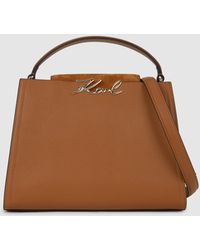 KARL LAGERFELD - K/Signature Suede Top Handle Bag - Lyst