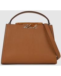 KARL LAGERFELD - K/Signature Suede Top Handle Bag - Lyst