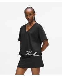 KARL LAGERFELD - Signature Hem V-Neck T-Shirt - Lyst