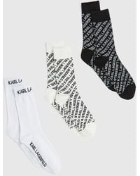 KARL LAGERFELD - All-Over Logo Socks – 3-Pack, Multicoloured - Lyst