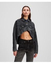 Karl Lagerfeld - Oversized Cropped Denim Jacket - Lyst