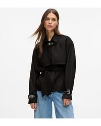 KARL LAGERFELD - Short Wool-Blend Coat - Lyst