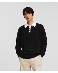 Karl Lagerfeld - Knitted Long-sleeved Polo Shirt - Lyst