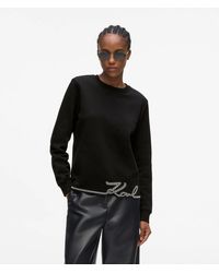 KARL LAGERFELD - Signature Faux-Pearl Hem Sweatshirt - Lyst